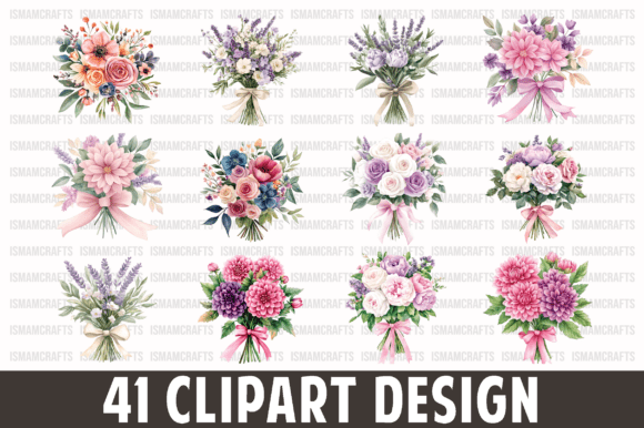 41 Wedding Flower Bouquet Clipart Bundle for Elegant Designs