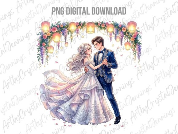 Charming Anime Wedding Couple PNG Clipart: A Designer's Delight