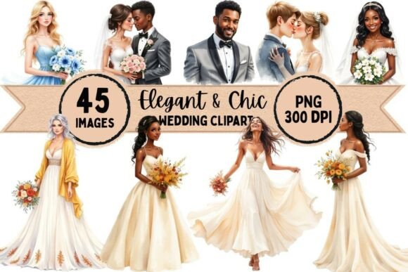 Elegant & Chic Wedding Clipart: Your Design Secret Weapon