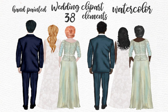 Hand-Painted Watercolor Wedding Clipart for Elegant Designs