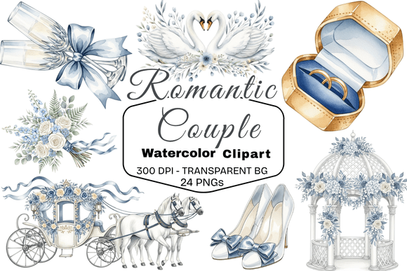 Romantic Watercolor Elements for Your Wedding Designs
