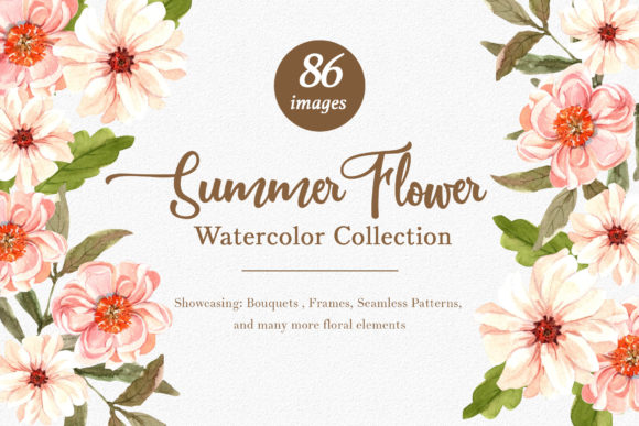 Summer Flower Wedding Watercolor: 86 Elements for Radiant Designs