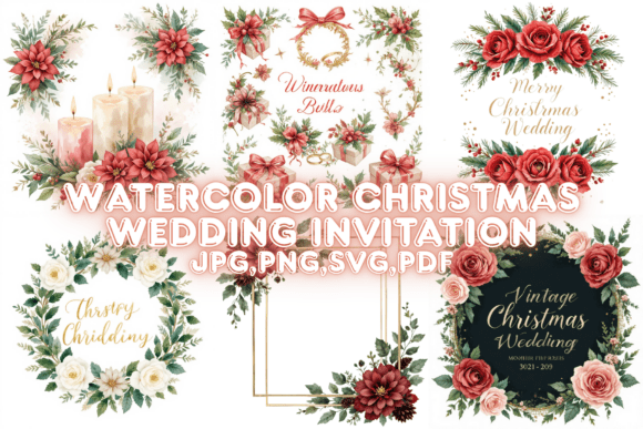 Watercolor Christmas Wedding Invitation Clipart: A Designer's Festive Toolkit