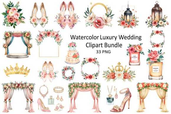 Watercolor Luxury Wedding Clipart Bundle: A Designer's Secret Weapon