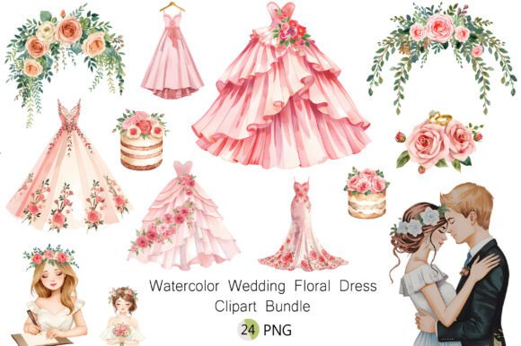 Watercolor Wedding Floral Dress: A Dreamy Design Asset