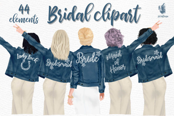 Wedding Clipart: Brides in Jackets for Modern Design Projects