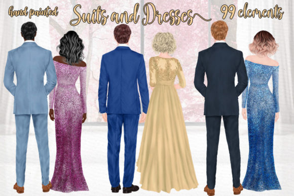 Wedding Clipart Suits and Dresses: A Designer's Asset for Elegance