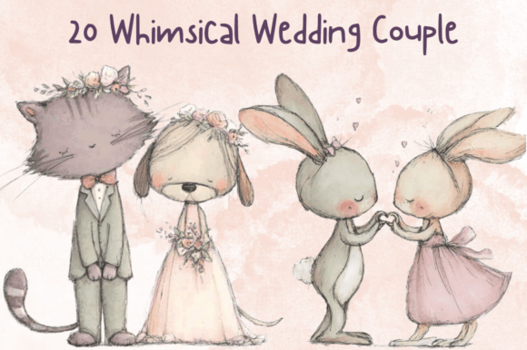 Wedding Couple Animals Clipart Set: A Whimsical Design Bundle